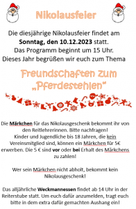 Nikolausfeier im Reit- und Fahrverein Hüls e.V. am 10.12.2023